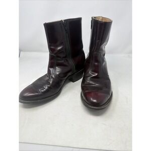 Vintage Made in USA Burgundy Oxblood Leather Cowboy Boots Men's 8.5 D
